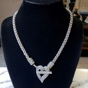 Brighton Necklace With Open Heart Toggle Clasp  And Thick Braided Chain